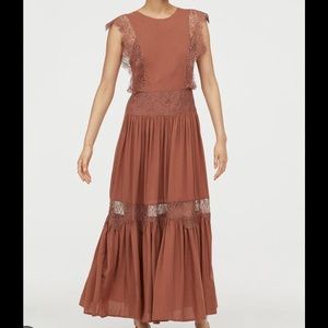H&M Open Back Midi Dress with Lace Panels